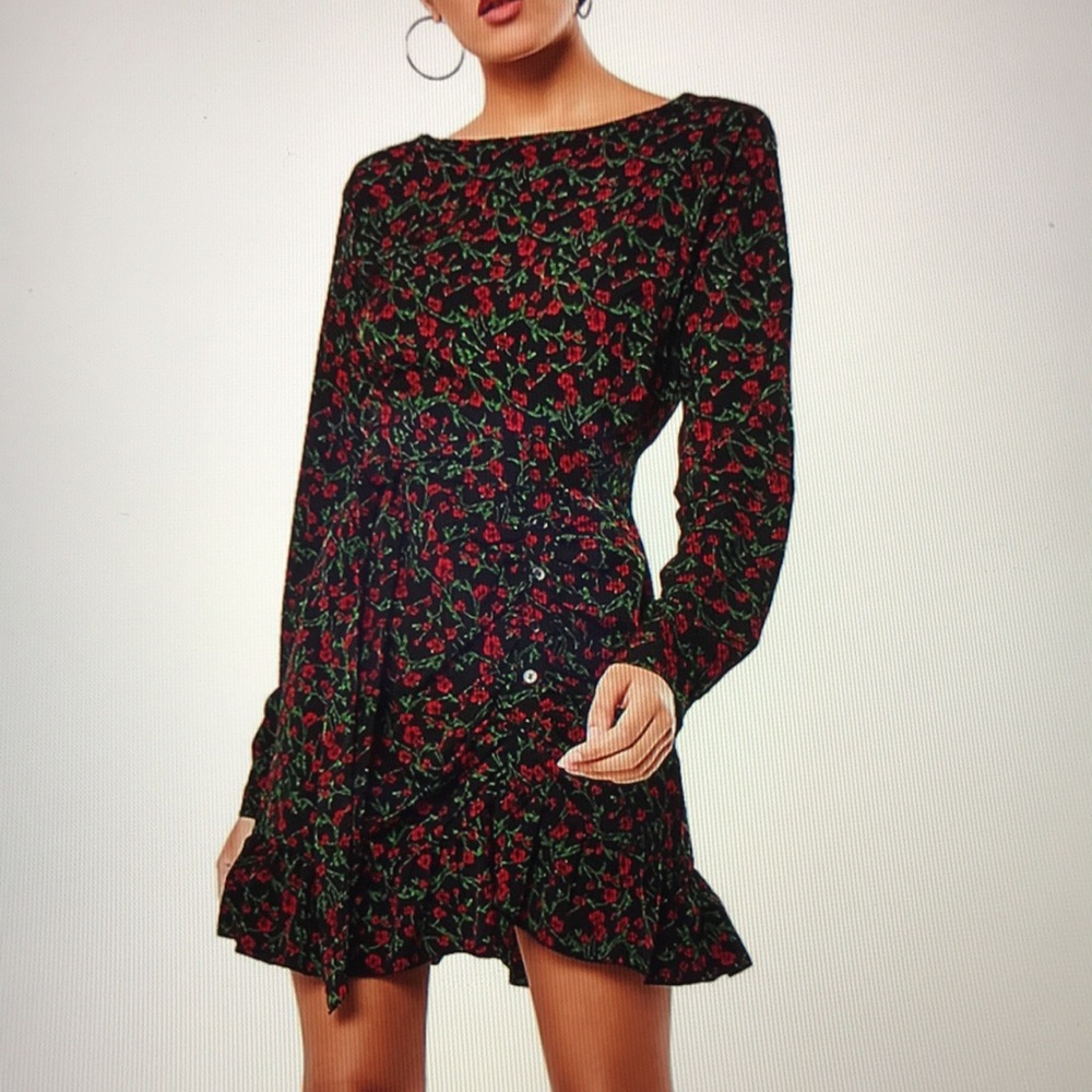Missguided ruched floral dress size 6